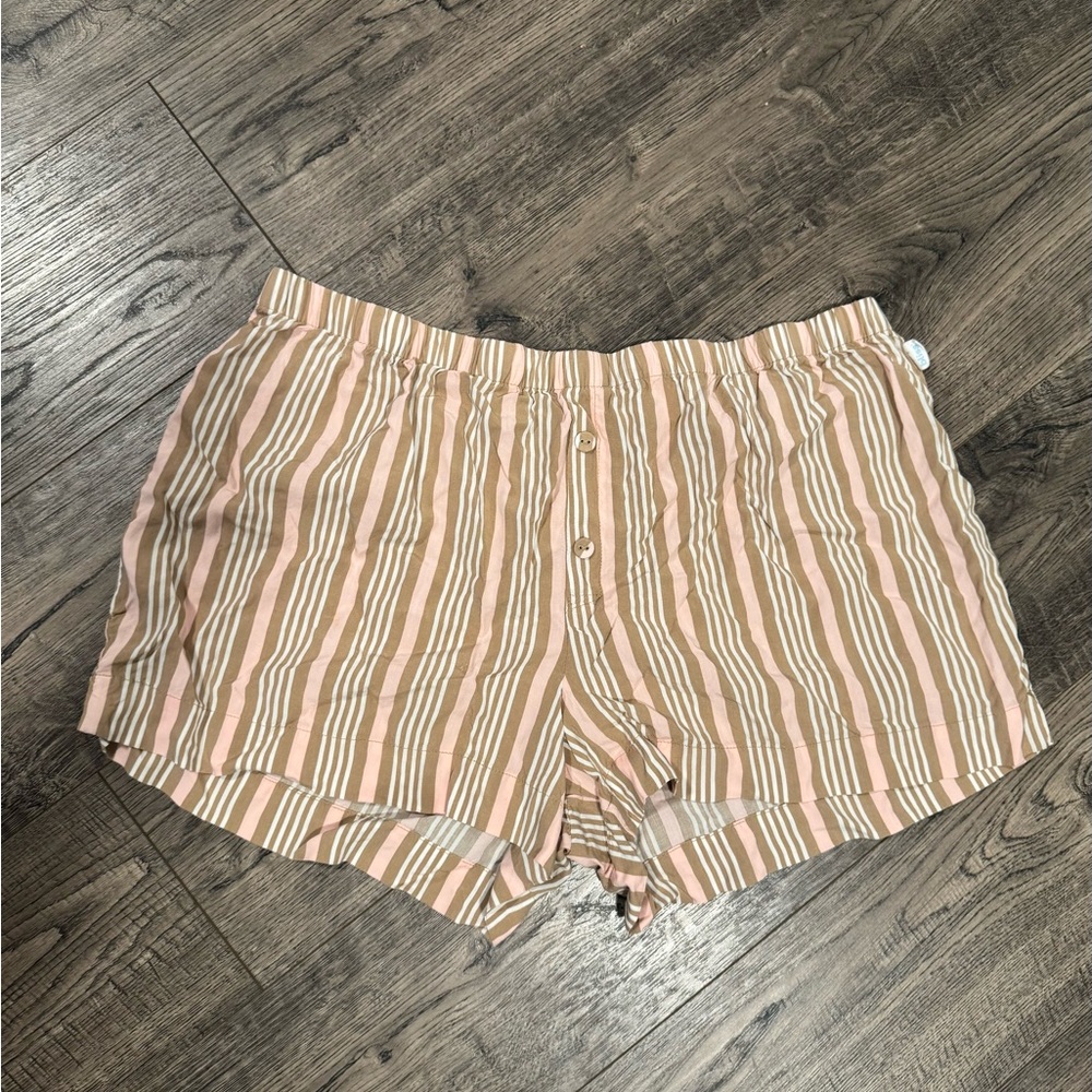 Bliss Pink and Tan Striped Shorts